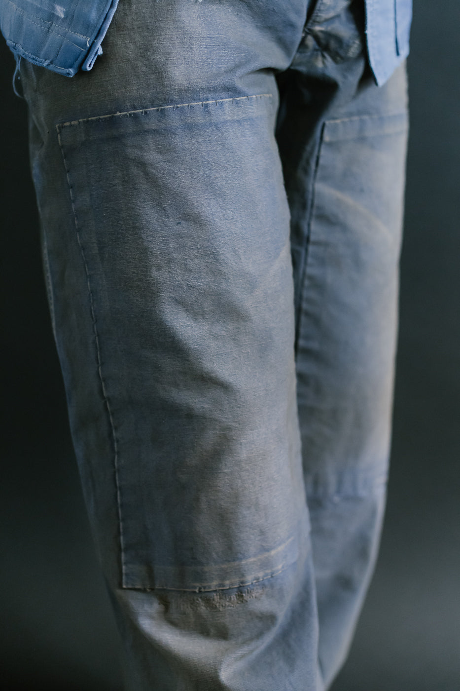 MSP-1007 - French Work Boro Pants - Distressed Blue