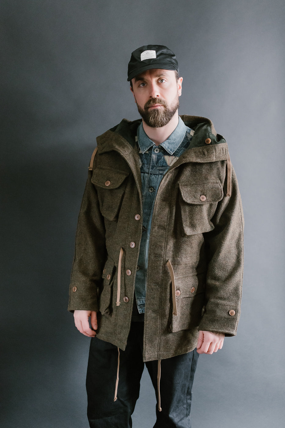 MSP-4034 - Wool Hoodie Duffle Coat - Brown