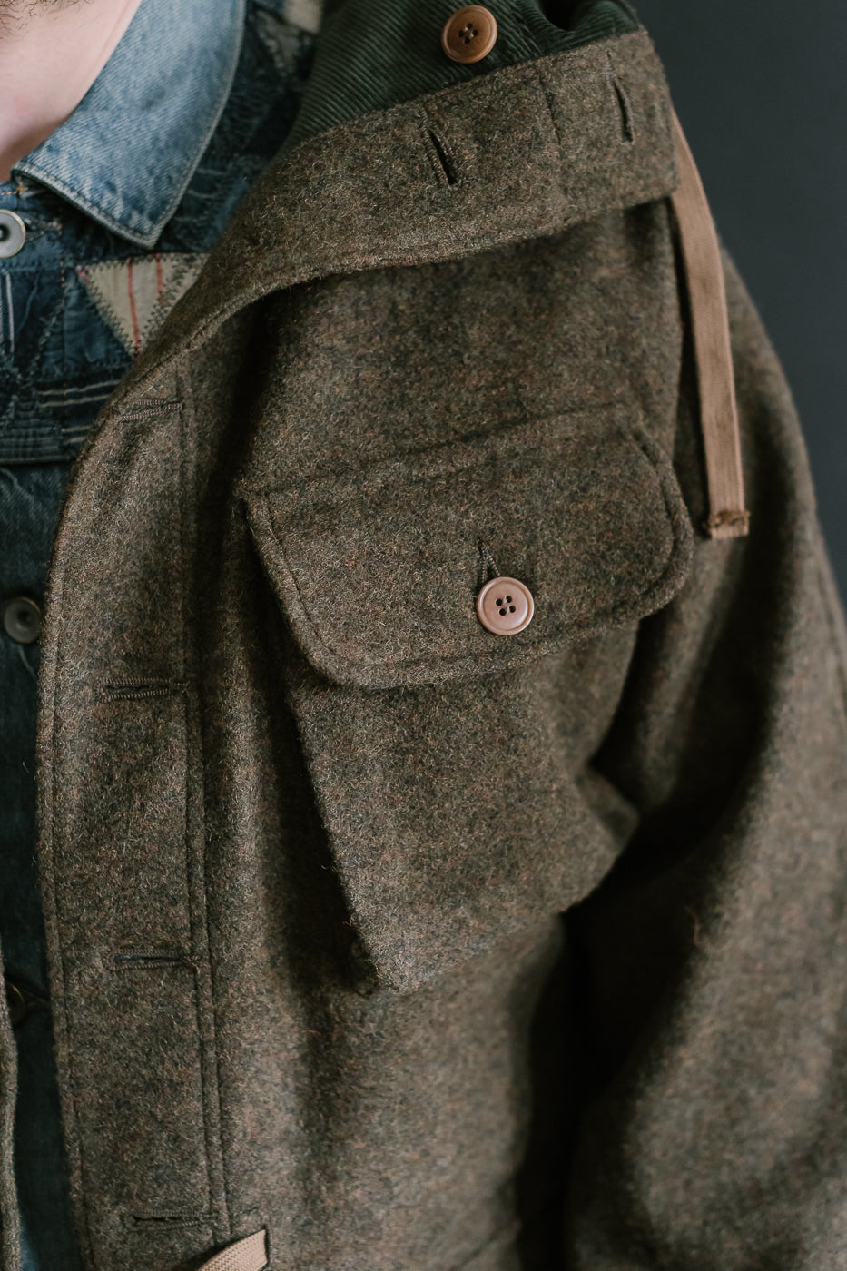 MSP-4034 - Wool Hoodie Duffle Coat - Brown