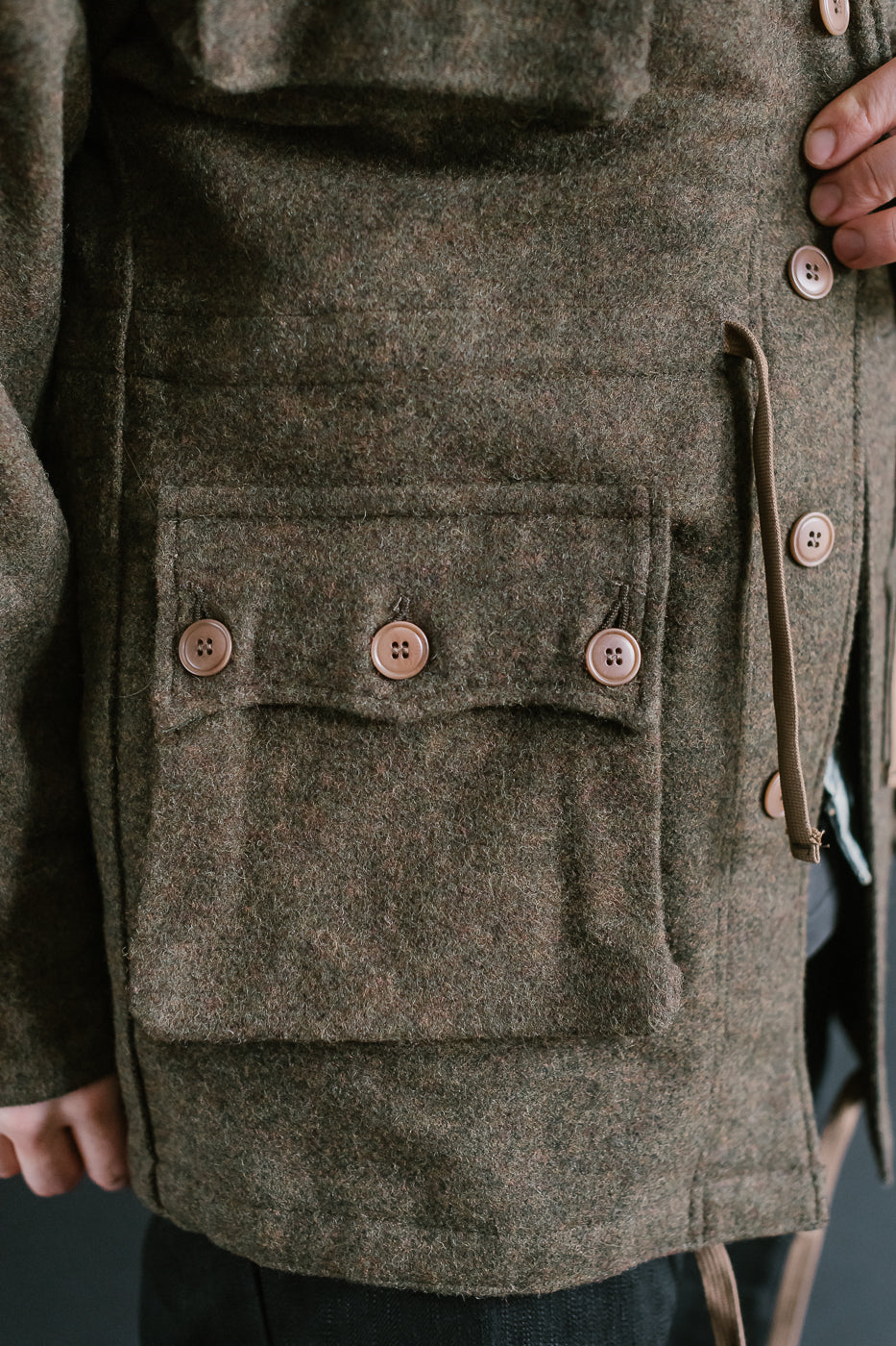 MSP-4034 - Wool Hoodie Duffle Coat - Brown