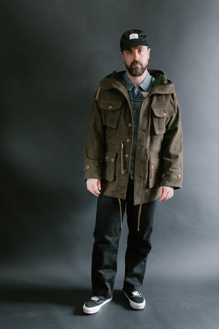 MSP-4034 - Wool Hoodie Duffle Coat - Brown