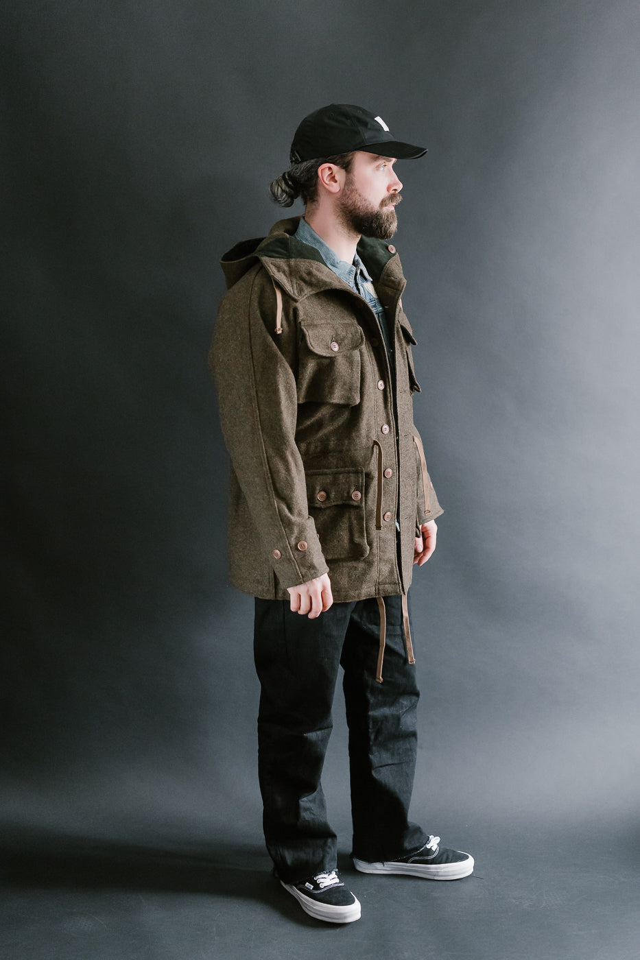 MSP-4034 - Wool Hoodie Duffle Coat - Brown