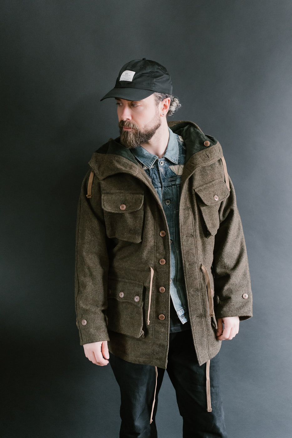MSP-4034 - Wool Hoodie Duffle Coat - Brown