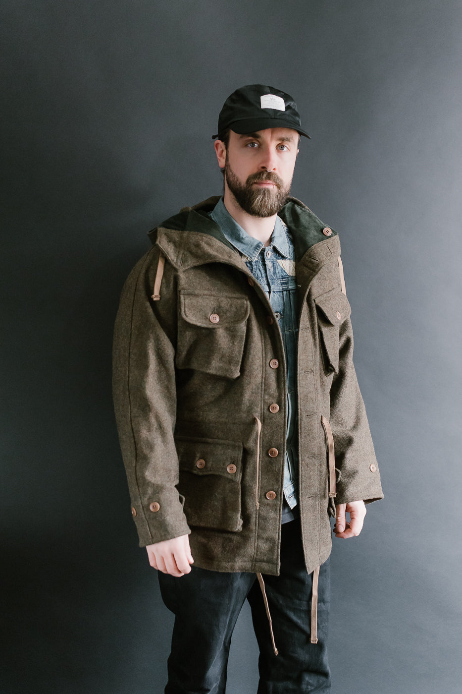 MSP-4034 - Wool Hoodie Duffle Coat - Brown