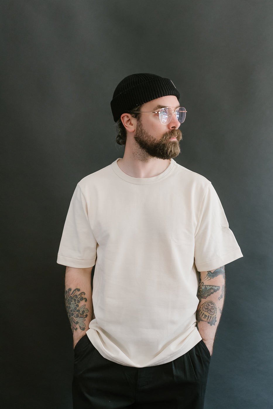 214PK.02 - 7.2oz Loopwheeled Relax Fit Pikée T-Shirt - Nature