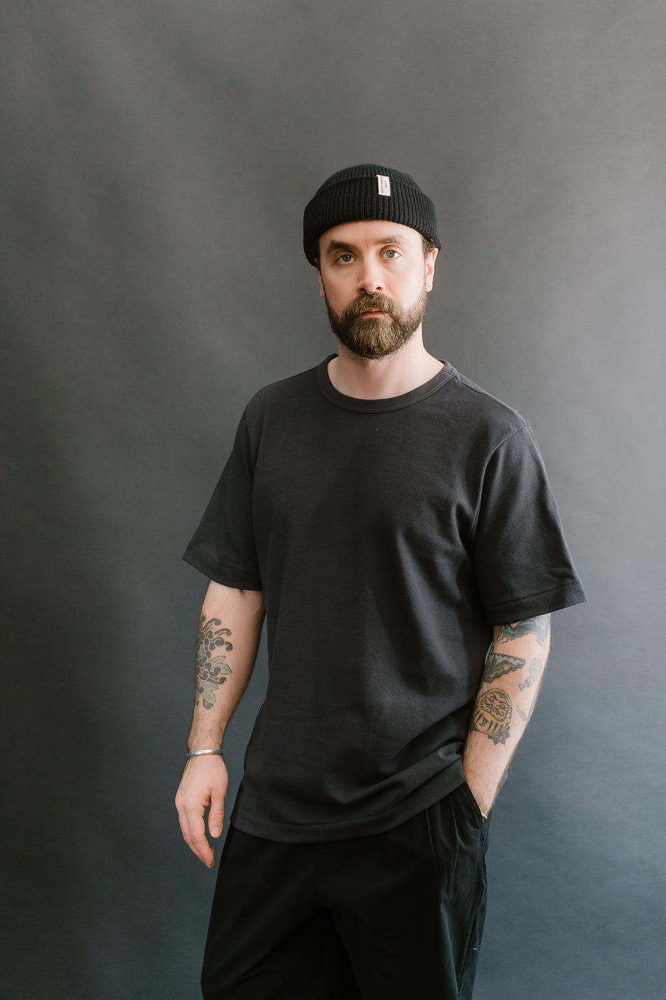 214PK.98 - 7.2oz Loopwheeled Relax Fit Pikée T-Shirt - Charcoal