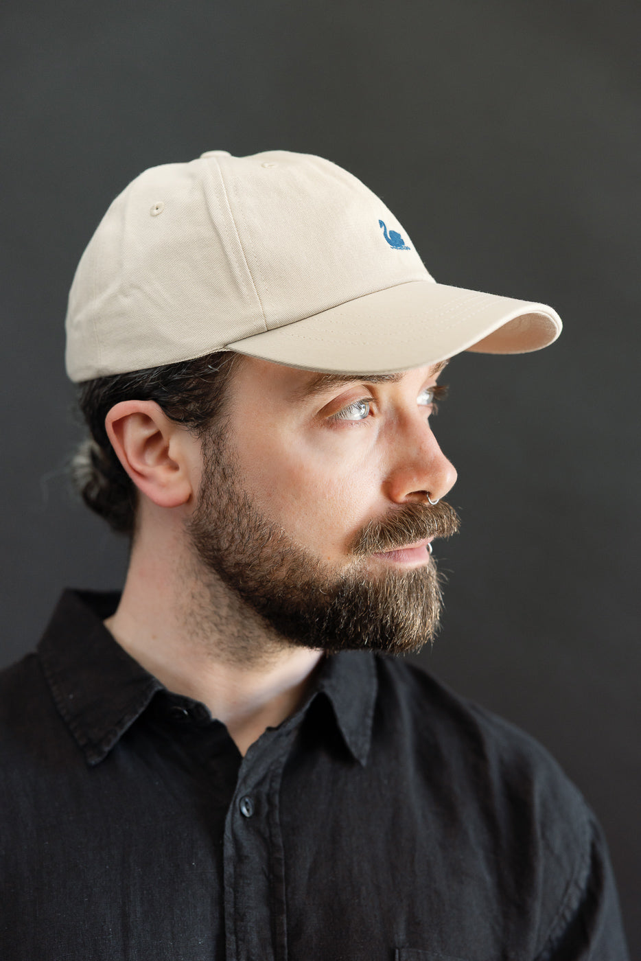 CAP01.16158 - Swan Logo Cotton Twill Cap - Light Khaki, Deep Blue