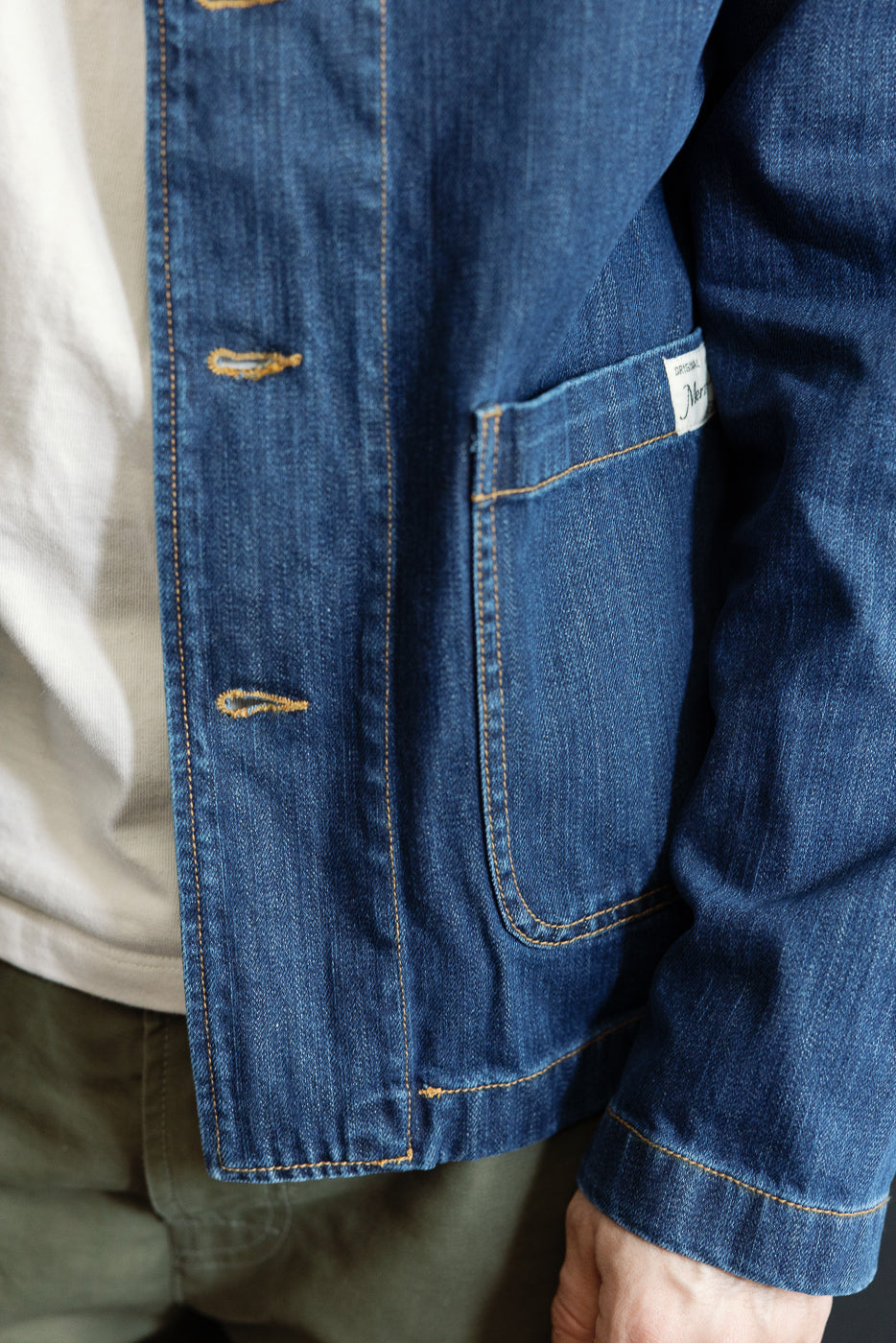 JKT08DN.520MB - Cropped Worker's Denim Jacket - Indigo Mid Blue | Dant