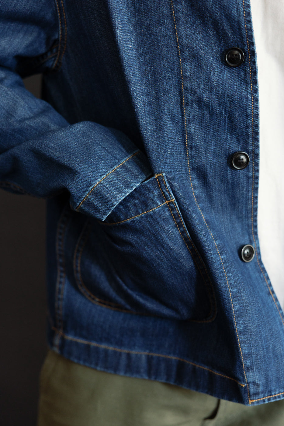 JKT08DN.520MB - Cropped Worker's Denim Jacket - Indigo Mid Blue | Dant