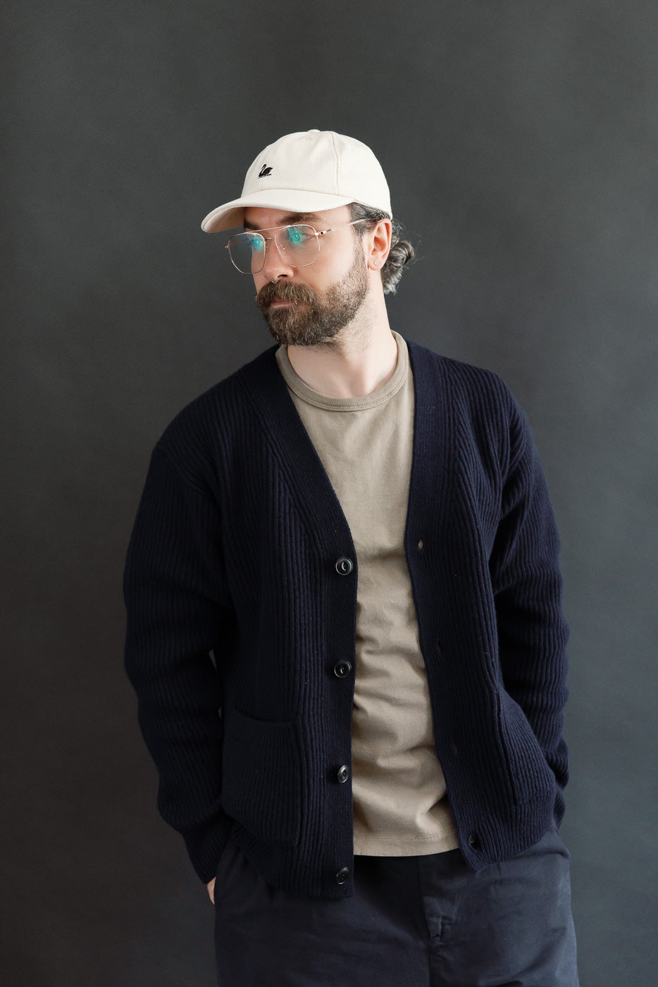 LOCG02.51 - Merino Wool Cashmere Cardigan - Navy | Dant