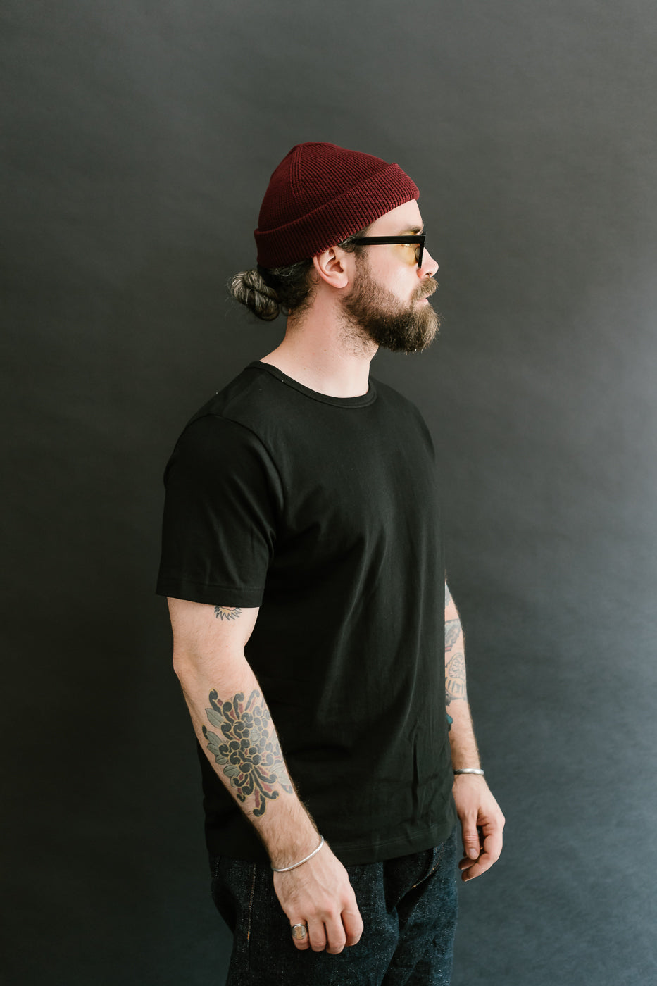 MWBN05.506 - Ribbed Structure Watch Cap Merino Wool  - Burgundy