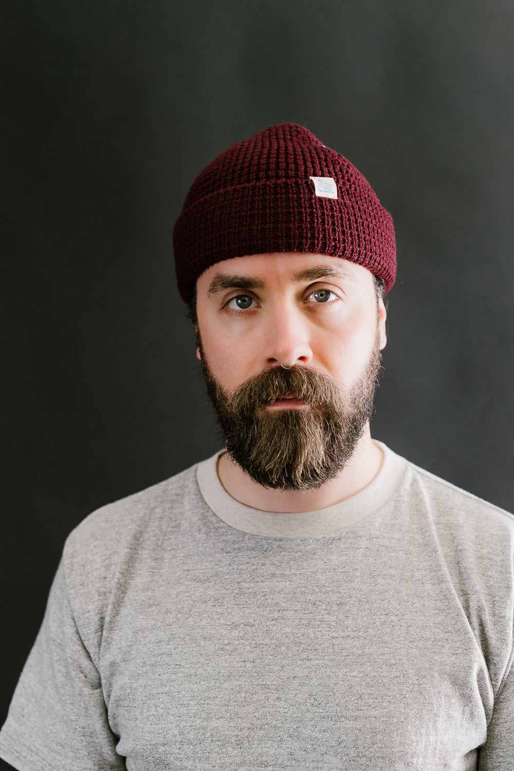 MWBN06.506 - Waffle Structure Sturdy Beanie Merino Wool - Burgundy