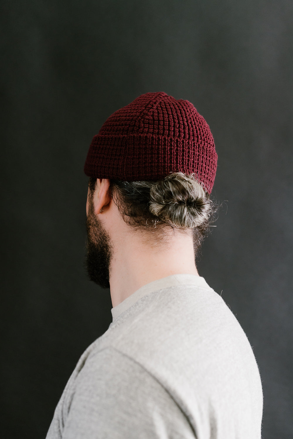 MWBN06.506 - Waffle Structure Sturdy Beanie Merino Wool - Burgundy