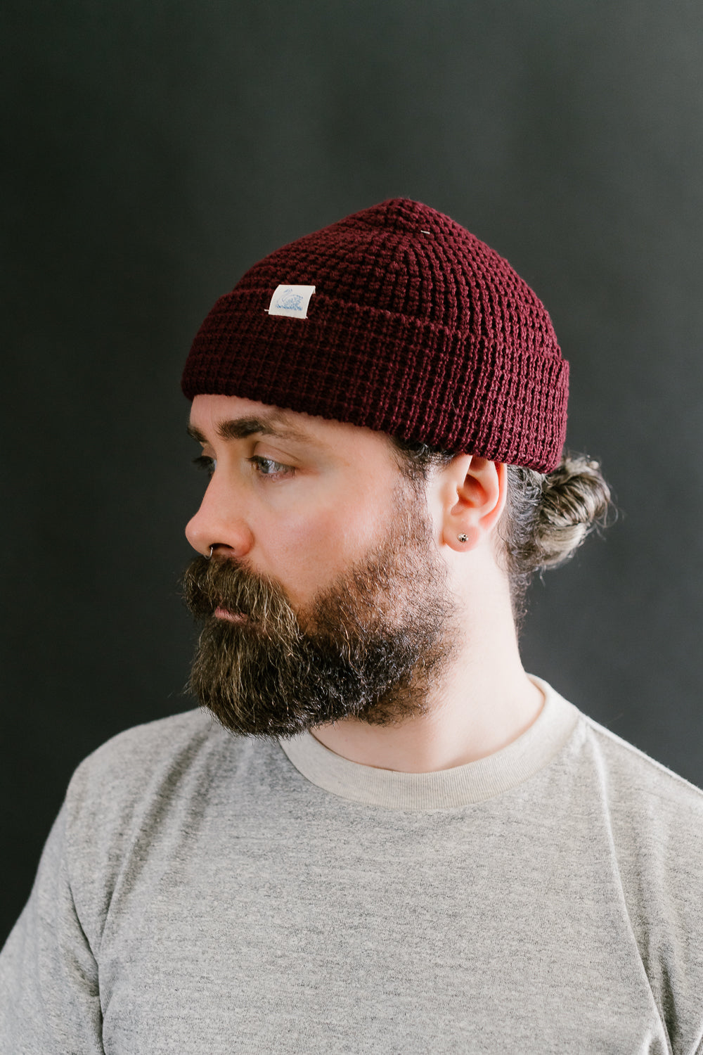 MWBN06.506 - Waffle Structure Sturdy Beanie Merino Wool - Burgundy