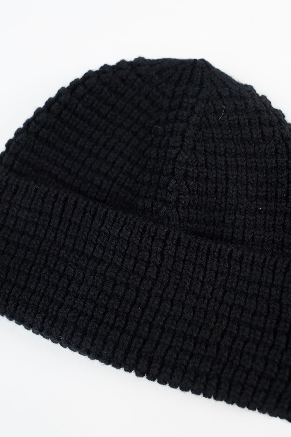 MWBN06.99 - Waffle Structure Sturdy Beanie Merino Wool  - Deep Black