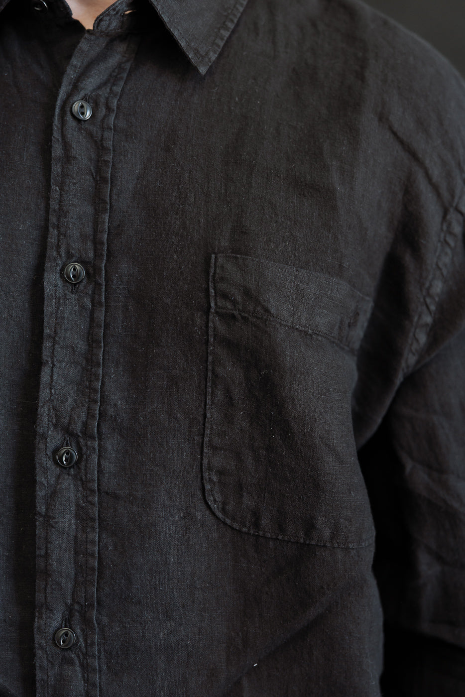 SHIRT20LI.99 - Organic Linen Long Sleeve Shirt - Black | Dant
