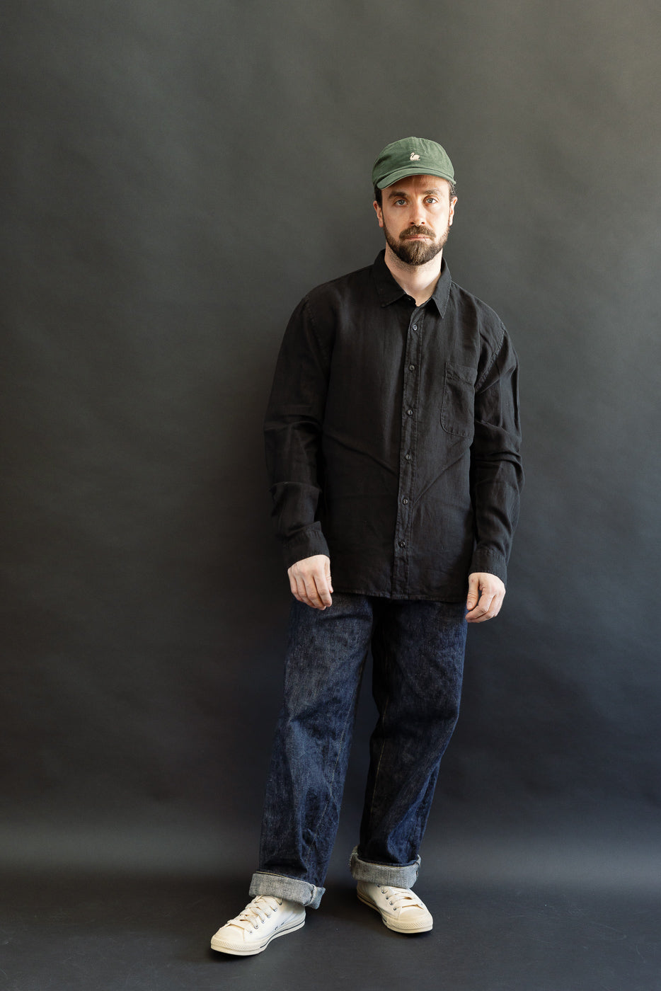 SHIRT20LI.99 - Organic Linen Long Sleeve Shirt - Black | Dant