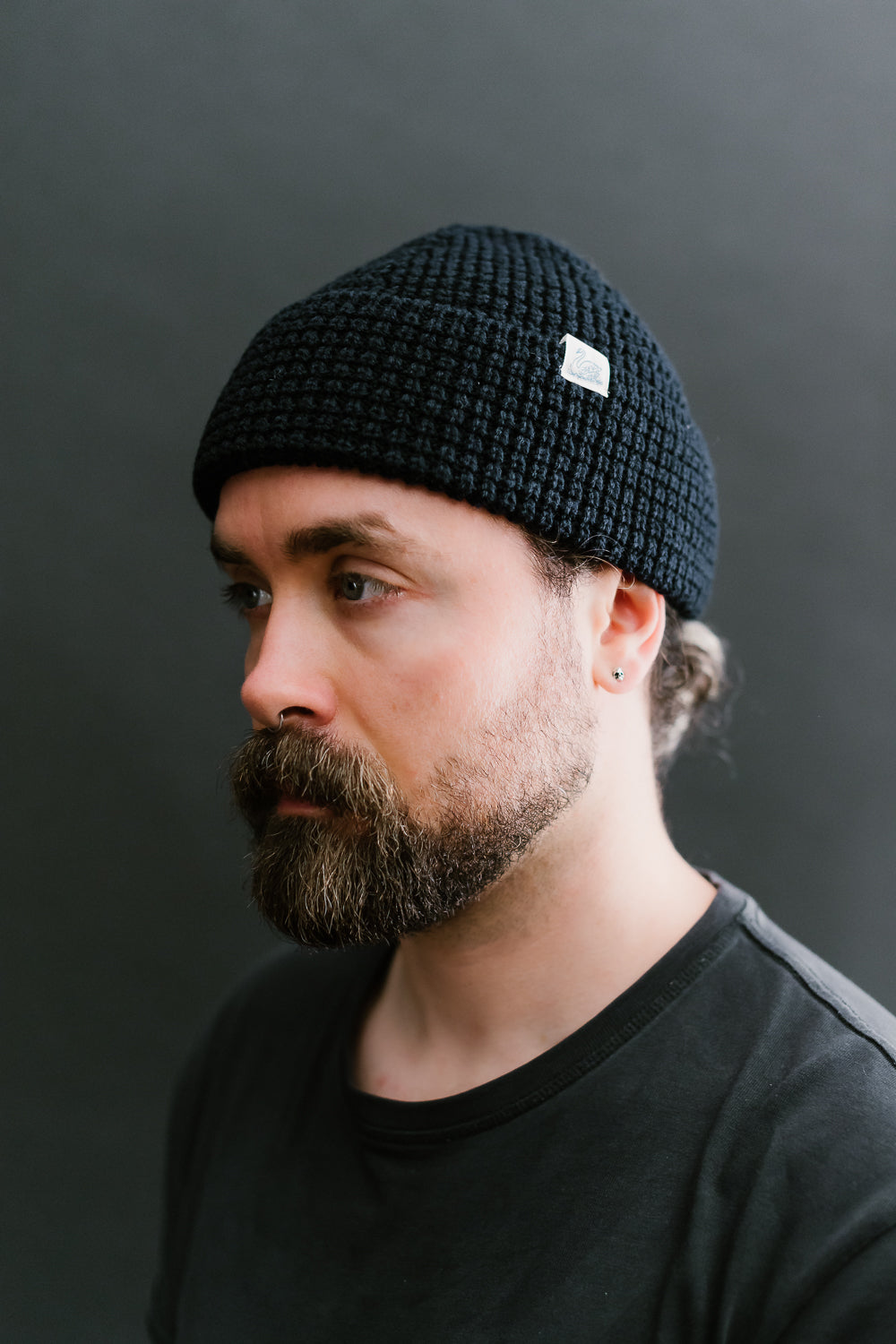 MWBN06.51 - Waffle Structure Sturdy Beanie Merino Wool - Dark Navy