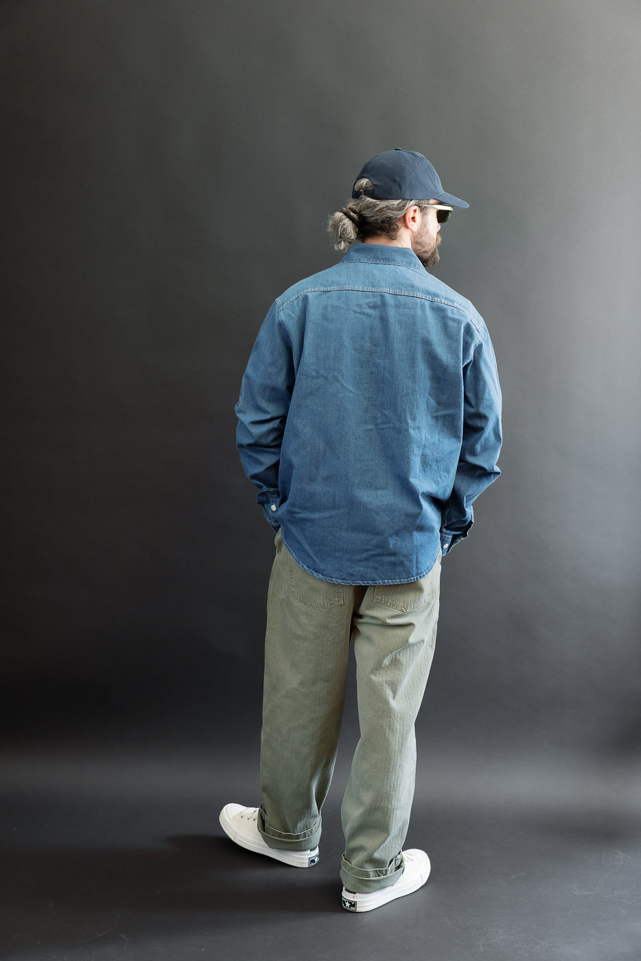 Full body back view of a 5'9