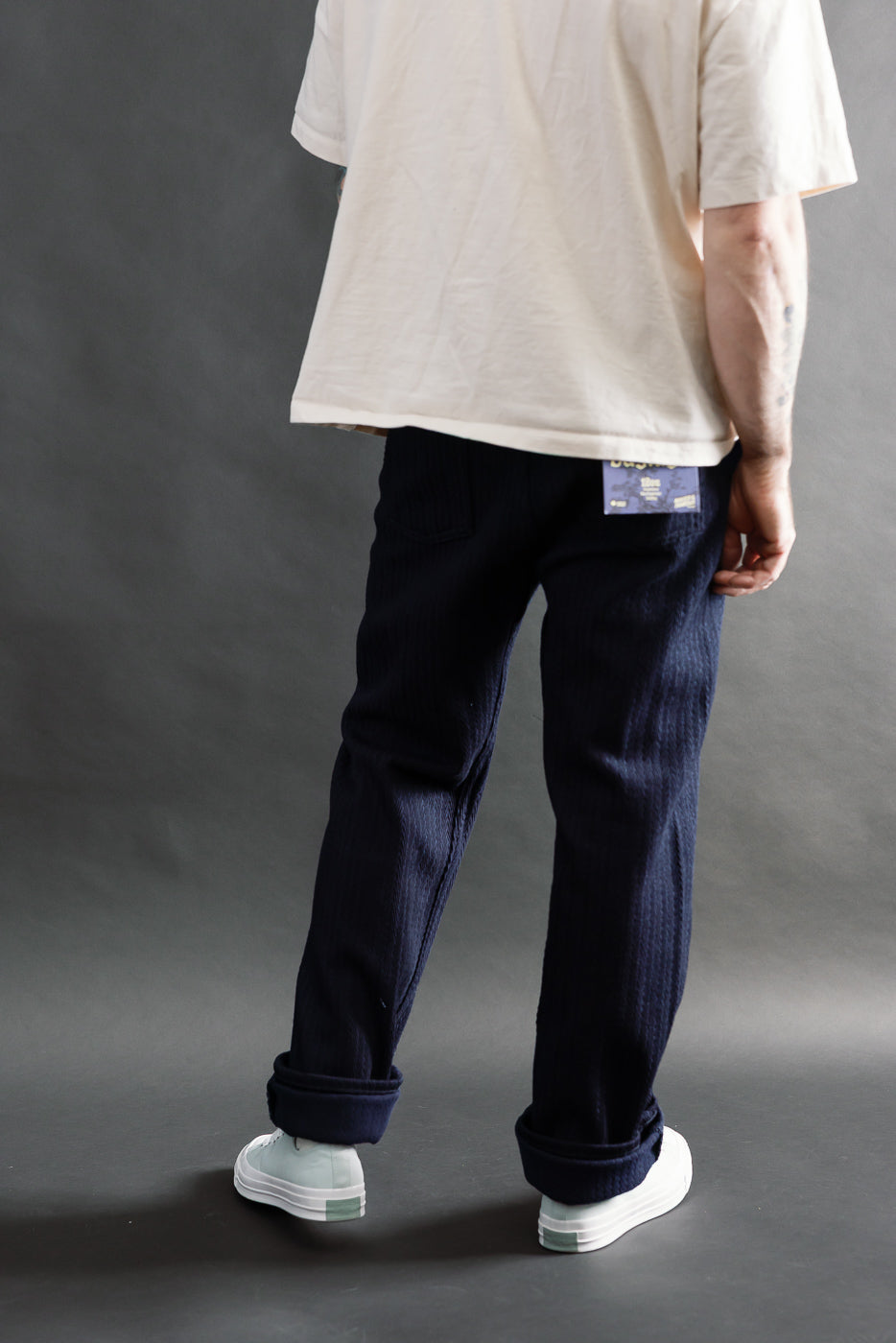 Back view full body of male model 5'9