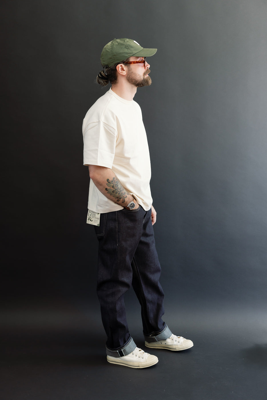Full body side view of a 5'9