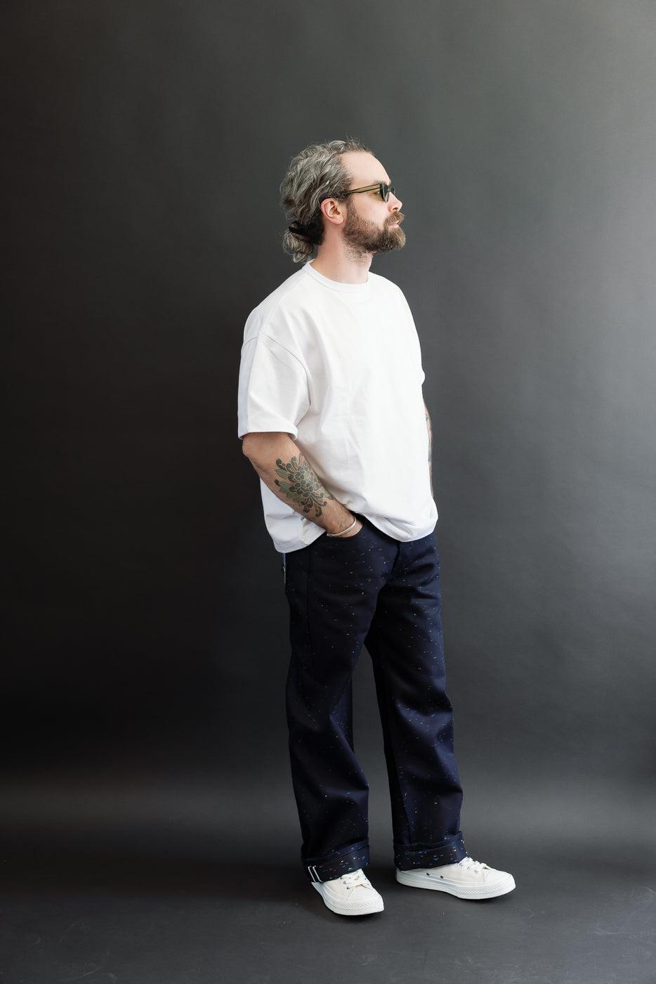 Full body profile view of a 5'9