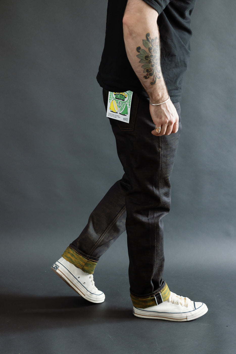 Side view full body shot of male model, 5'9
