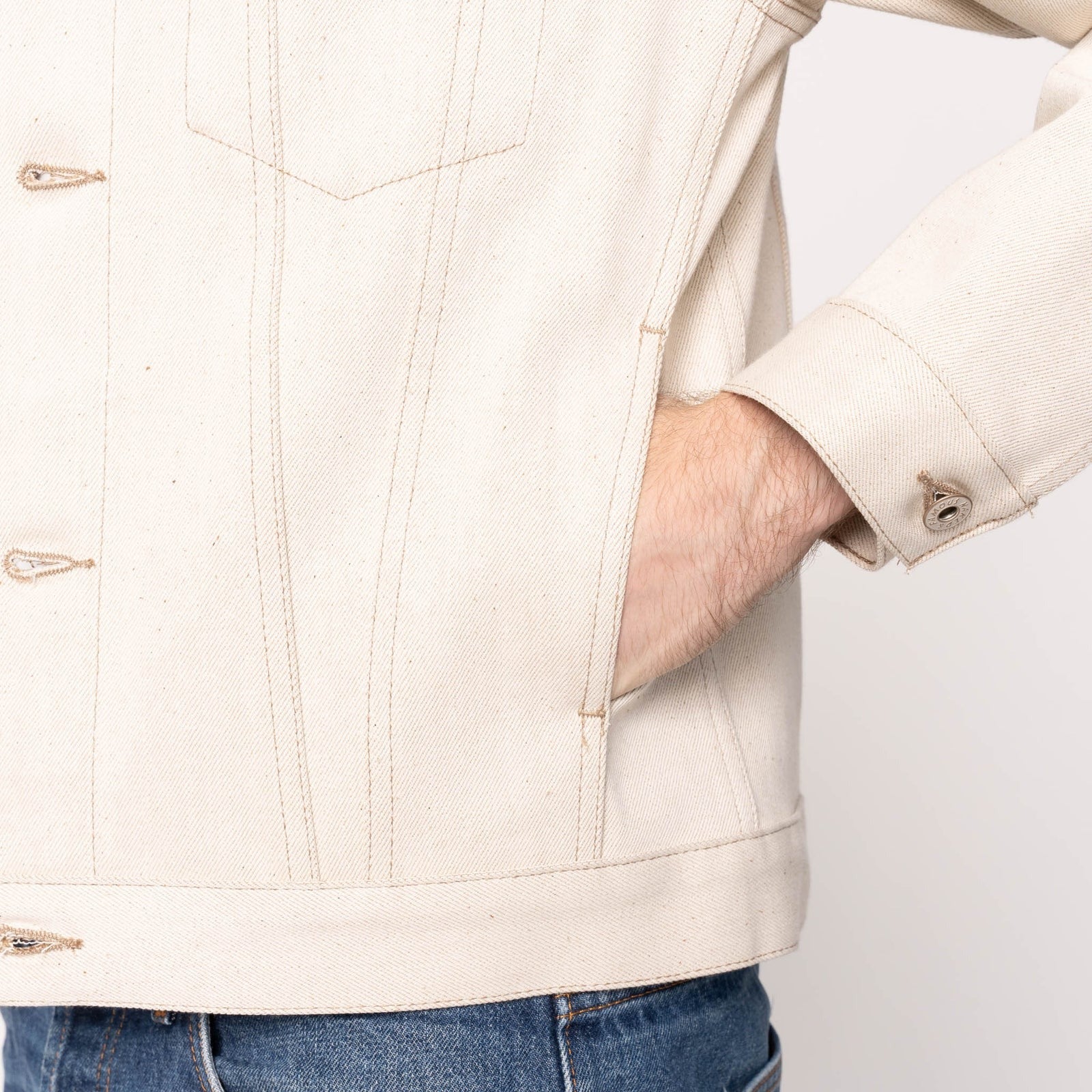 13.6oz - All Natural Ecru Foxfibre® Selvedge - Denim Jacket