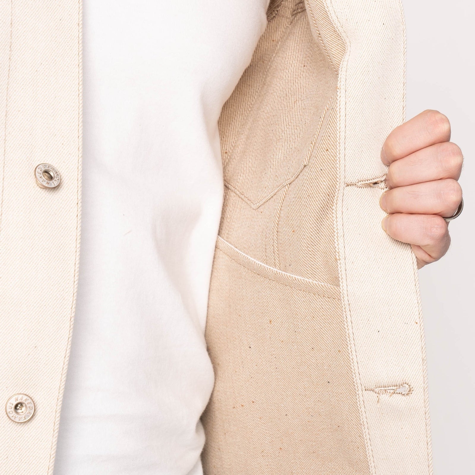 13.6oz - All Natural Ecru Foxfibre® Selvedge - Denim Jacket
