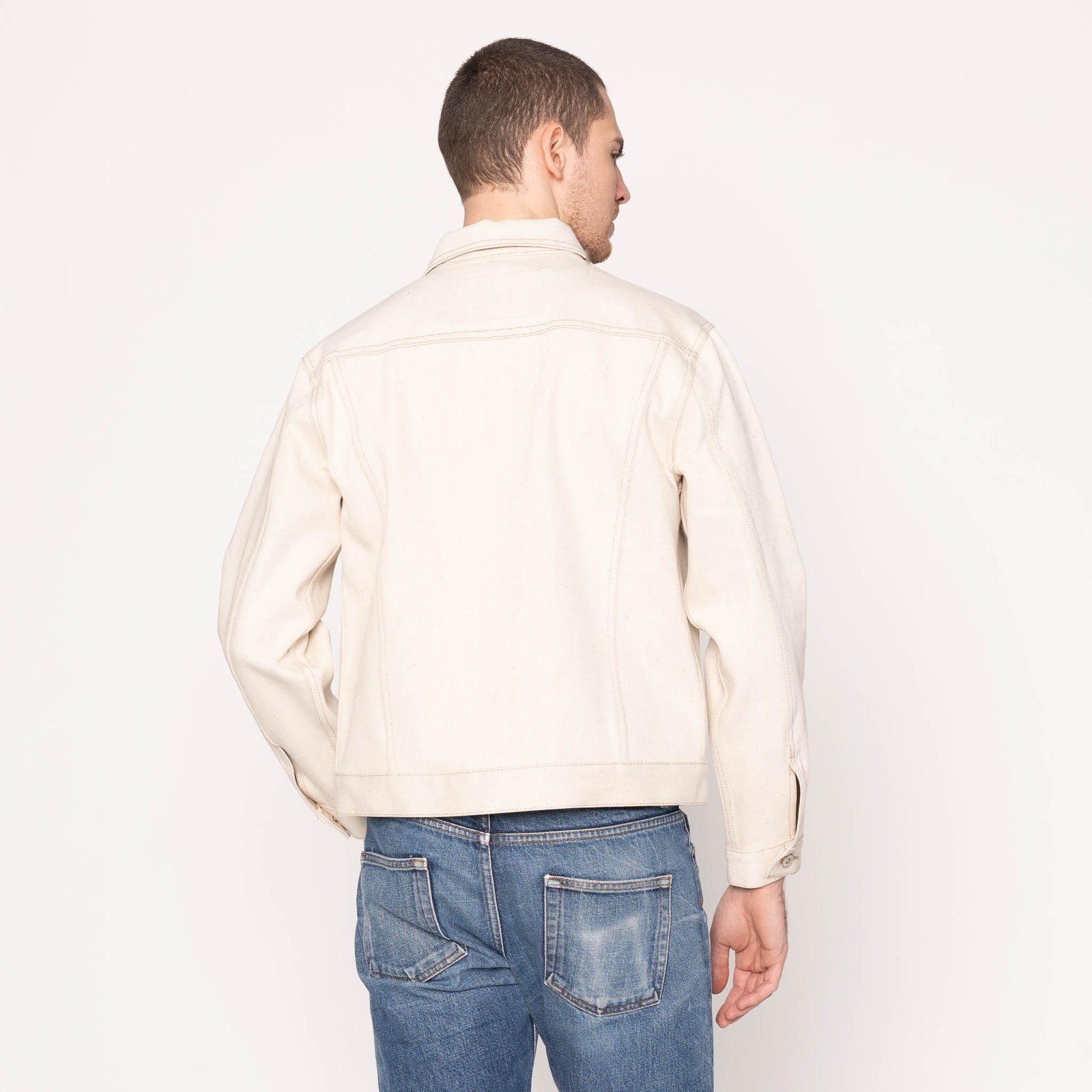 13.6oz - All Natural Ecru Foxfibre® Selvedge - Denim Jacket