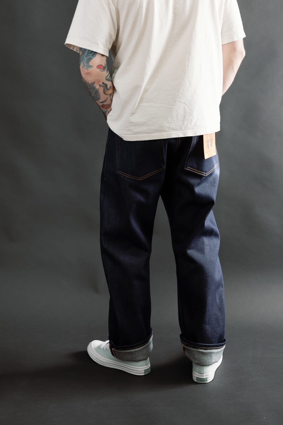 Back view full body of male model 5'9