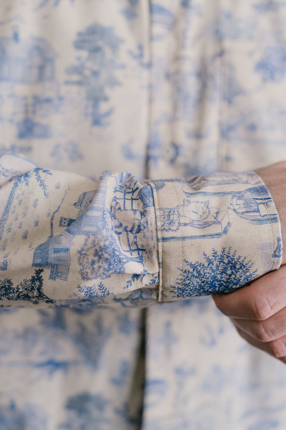 Easy Shirt - Linen Cats - Blue