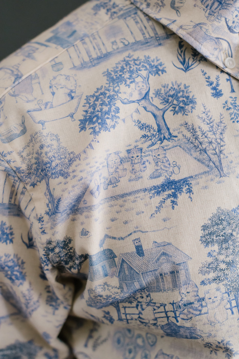 Easy Shirt - Linen Cats - Blue