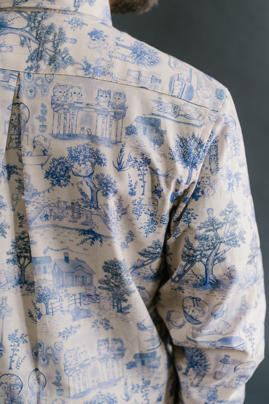 Easy Shirt - Linen Cats - Blue