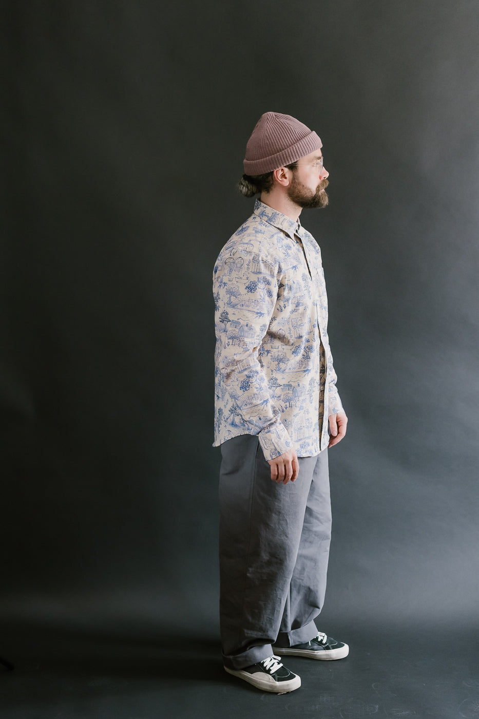Easy Shirt - Linen Cats - Blue