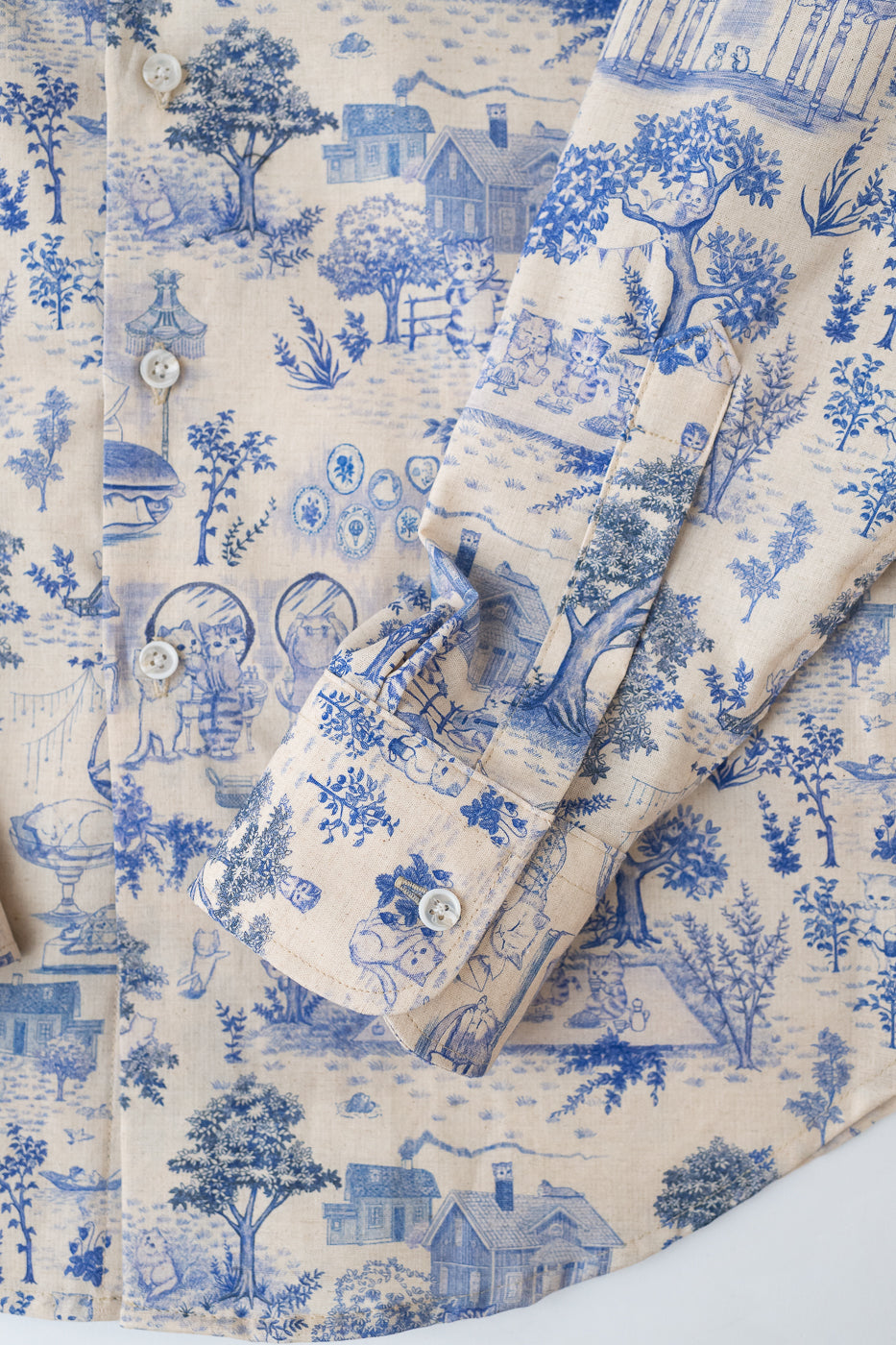 Easy Shirt - Linen Cats - Blue