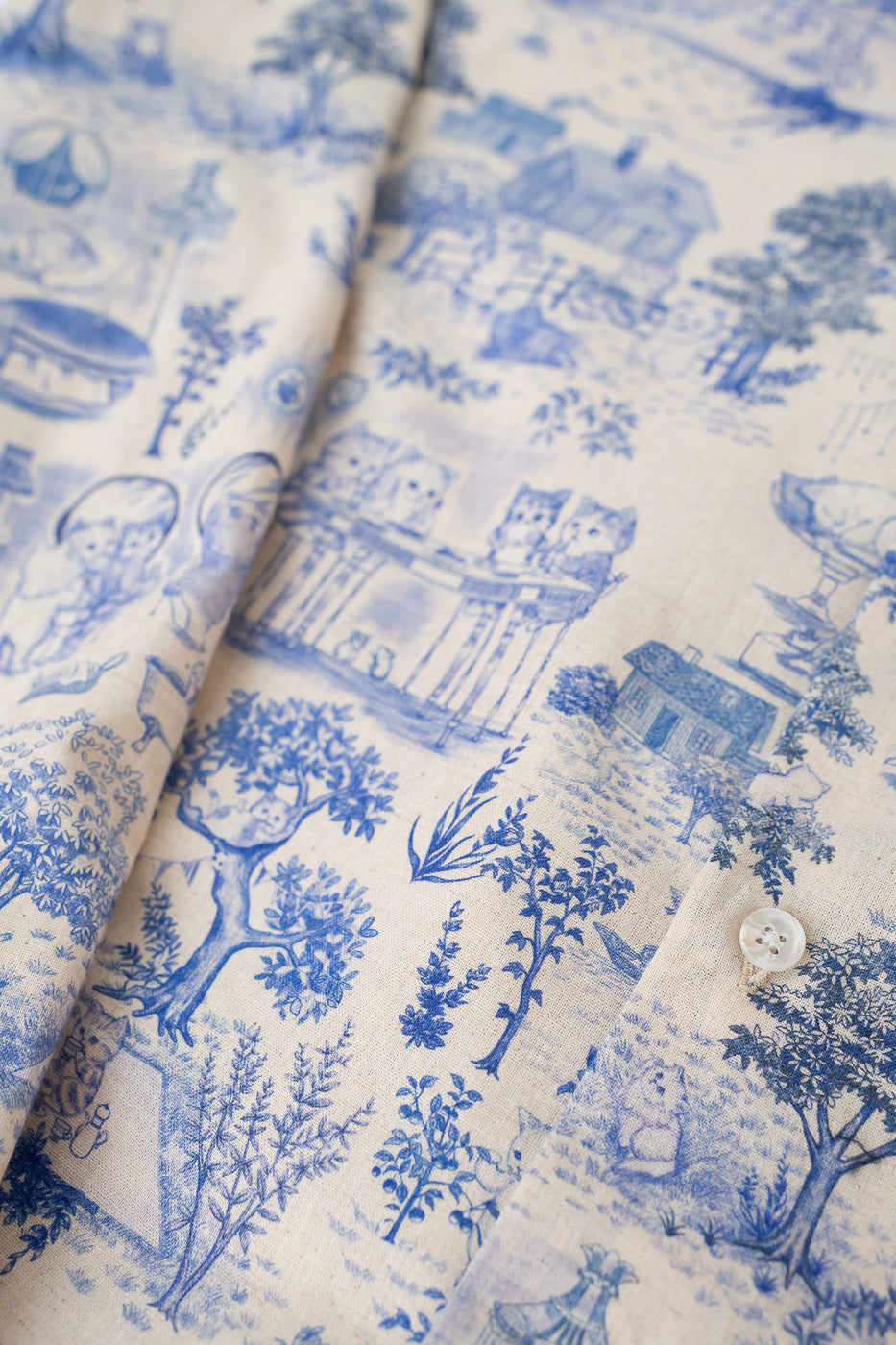 Easy Shirt - Linen Cats - Blue