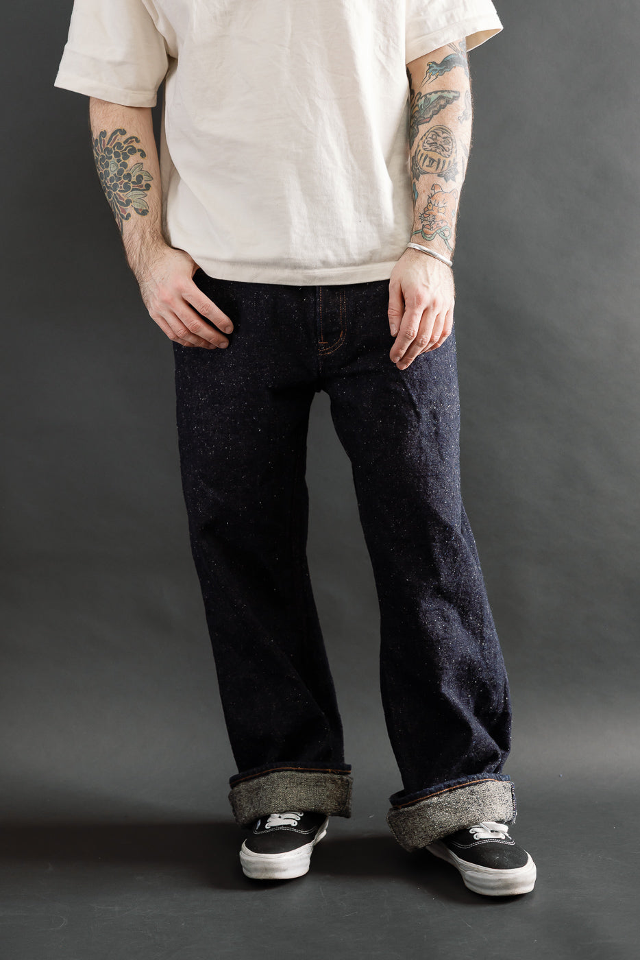 Front view full-body shot of male model 5'9