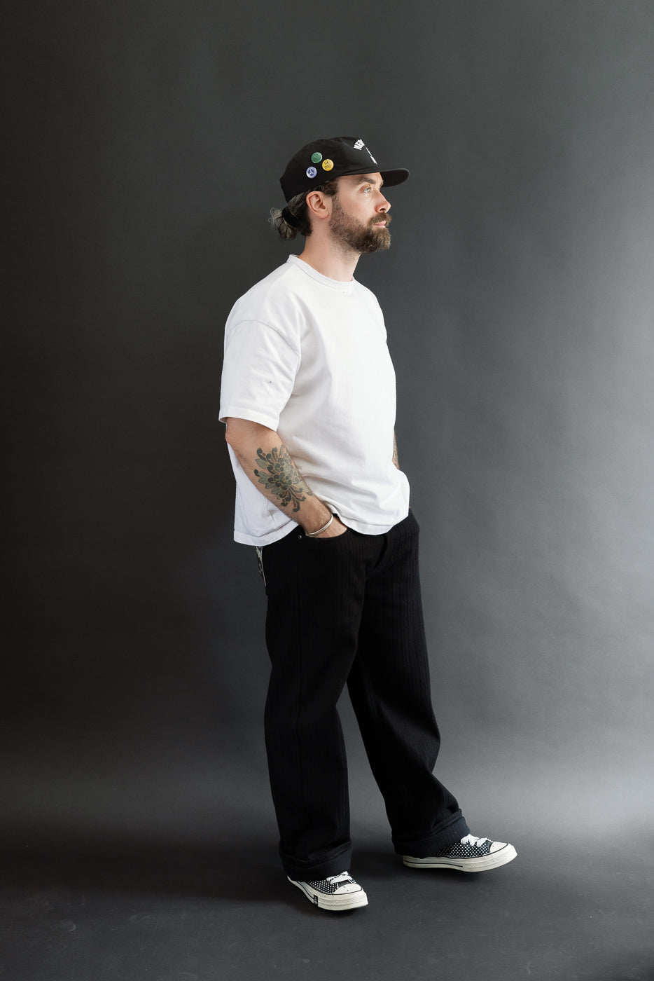 Full body side view of a 5'9