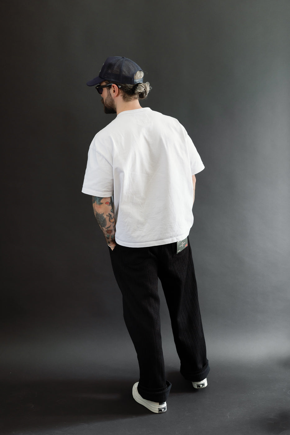 Full body back view of a 5'9