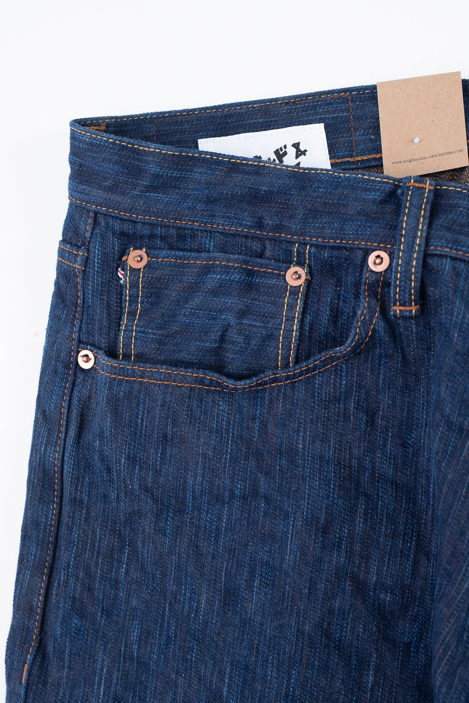 14oz - MIJ15 Intangible Cultural Treasure Hand Dyed Natural Indigo x Kakishibu Slub Selvedge Selvedge - Weird Guy