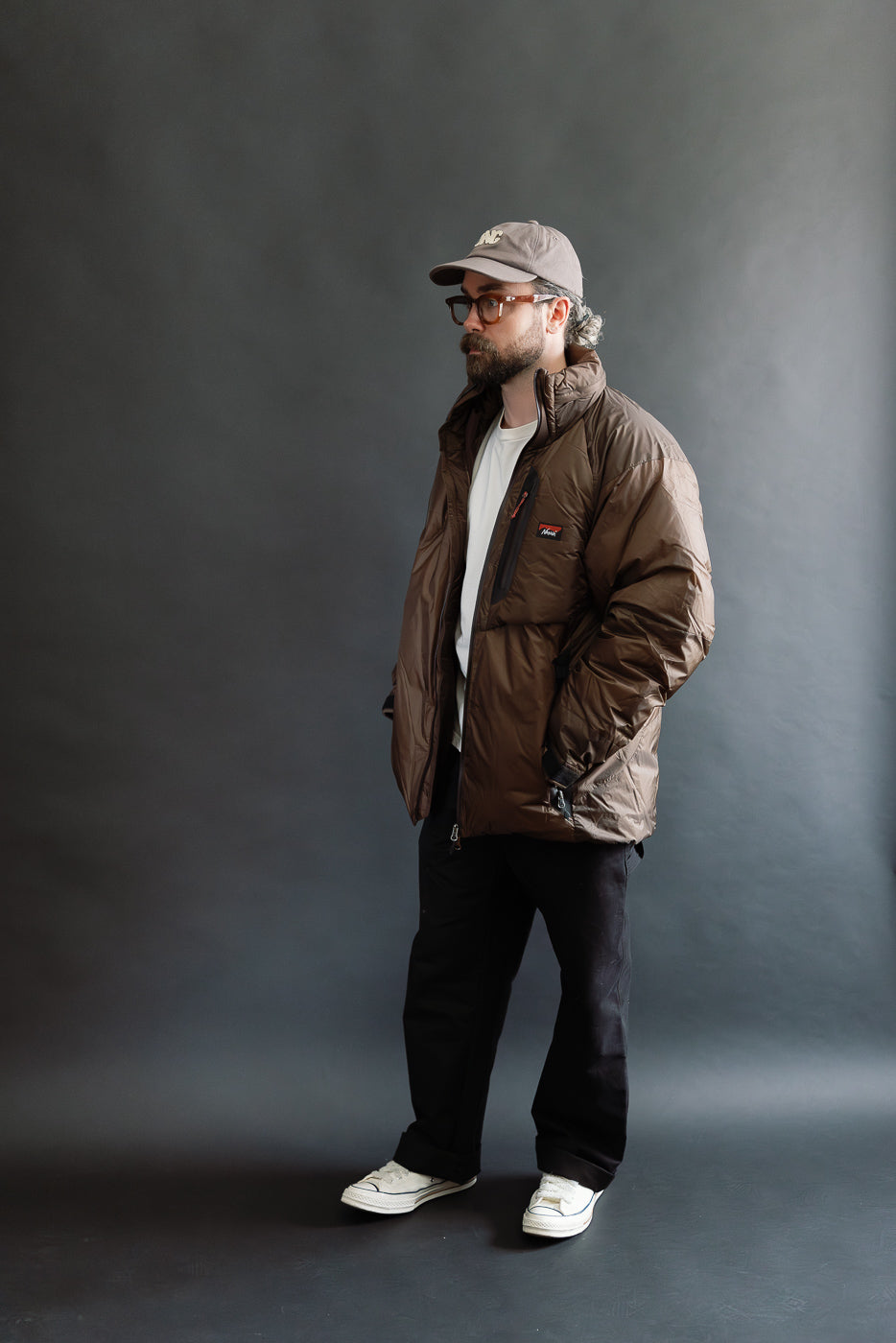 Aurora Light Down Stand Collar Jacket Mikami - Brown