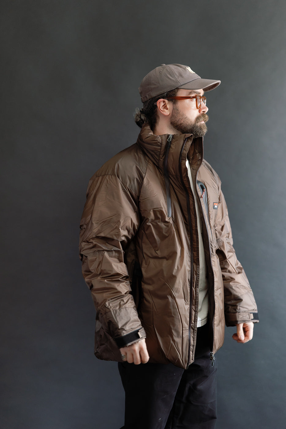 Aurora Light Down Stand Collar Jacket Mikami - Brown