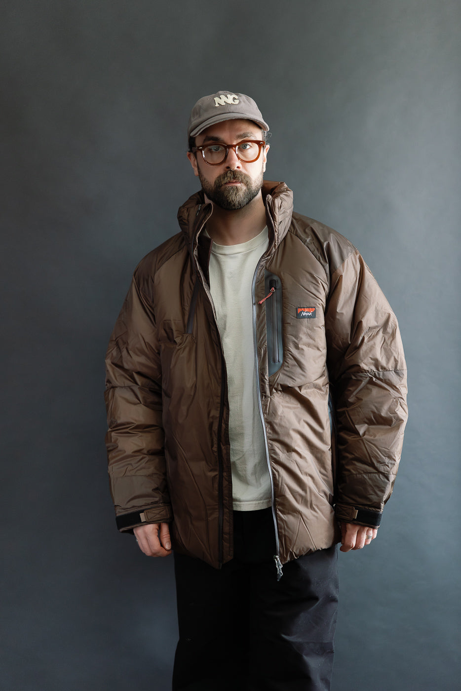 Aurora Light Down Stand Collar Jacket Mikami - Brown