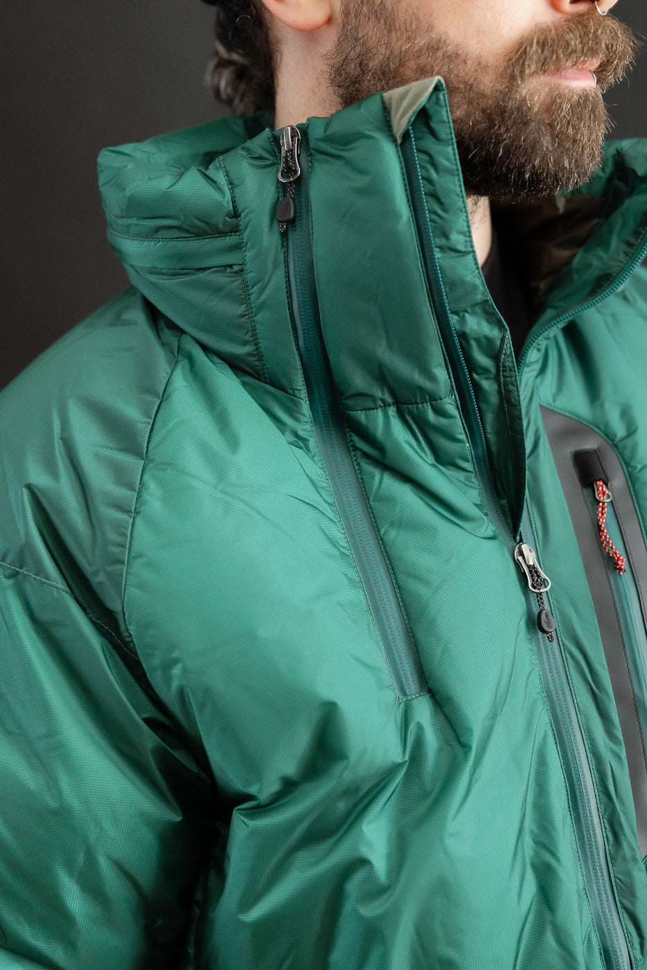 Aurora Light Down Stand Collar Jacket Mikami - Green