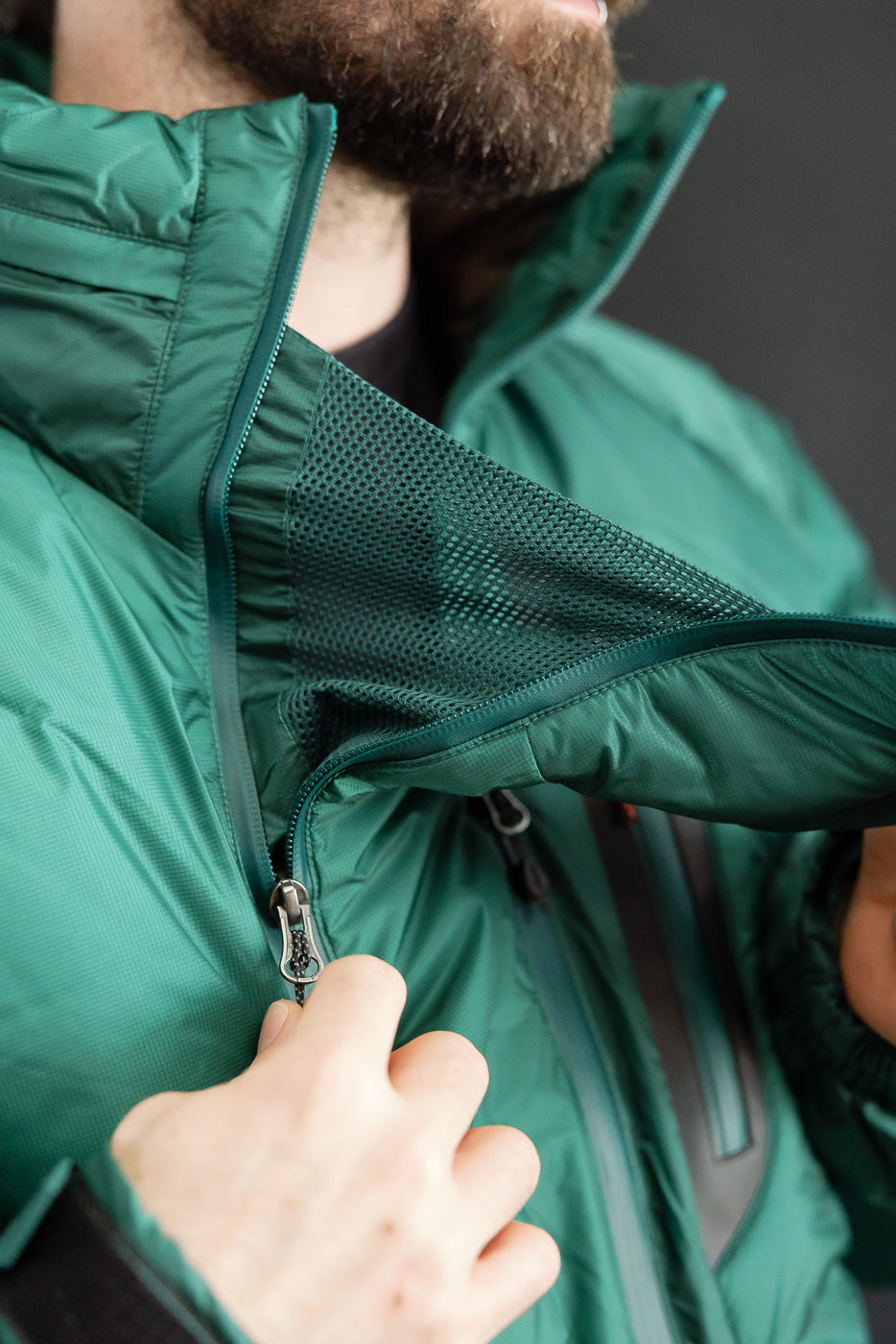 Aurora Light Down Stand Collar Jacket Mikami - Green