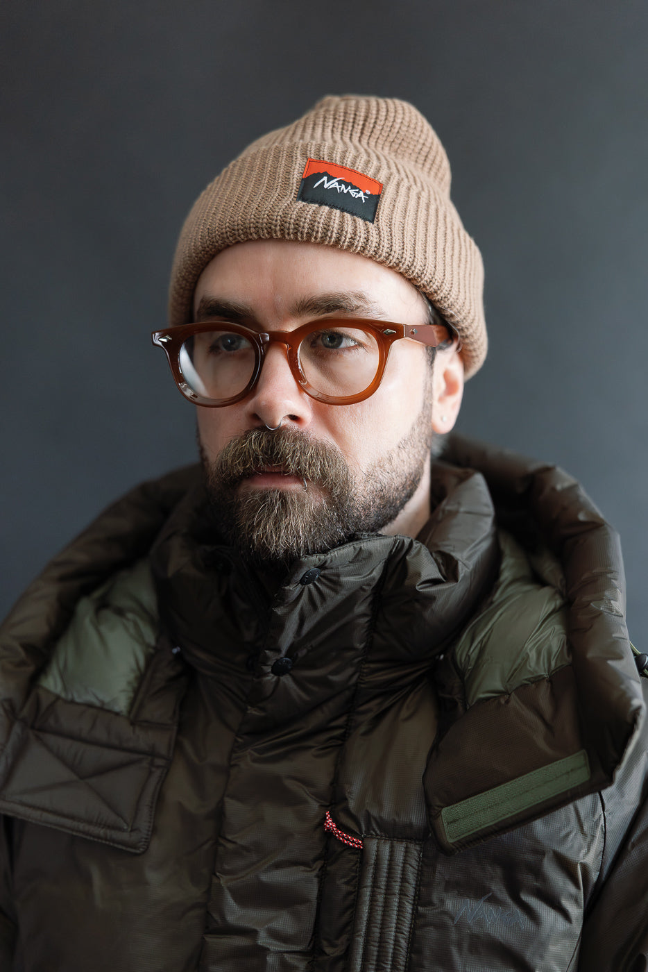 Box Logo Bulky Beanie - Beige