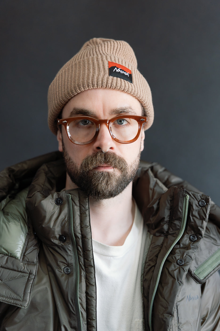 Box Logo Bulky Beanie - Beige