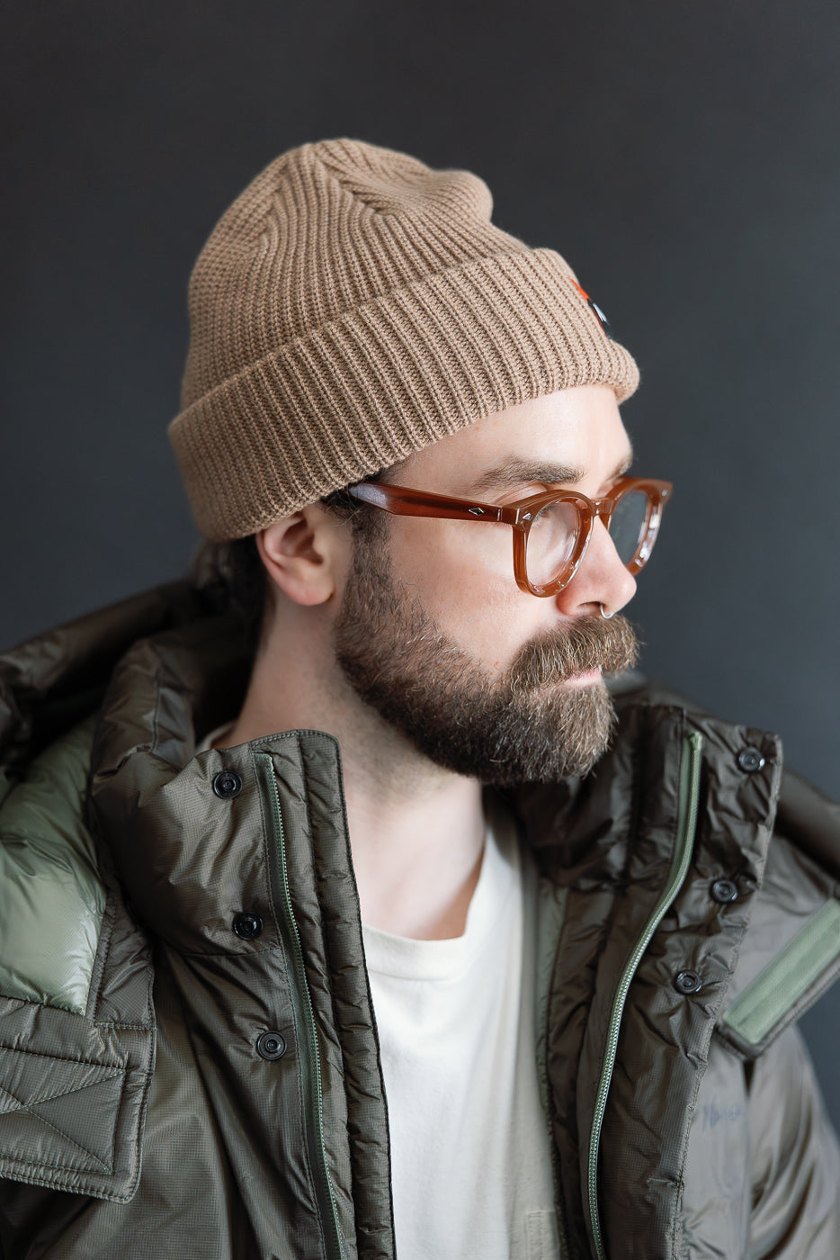 Box Logo Bulky Beanie - Beige