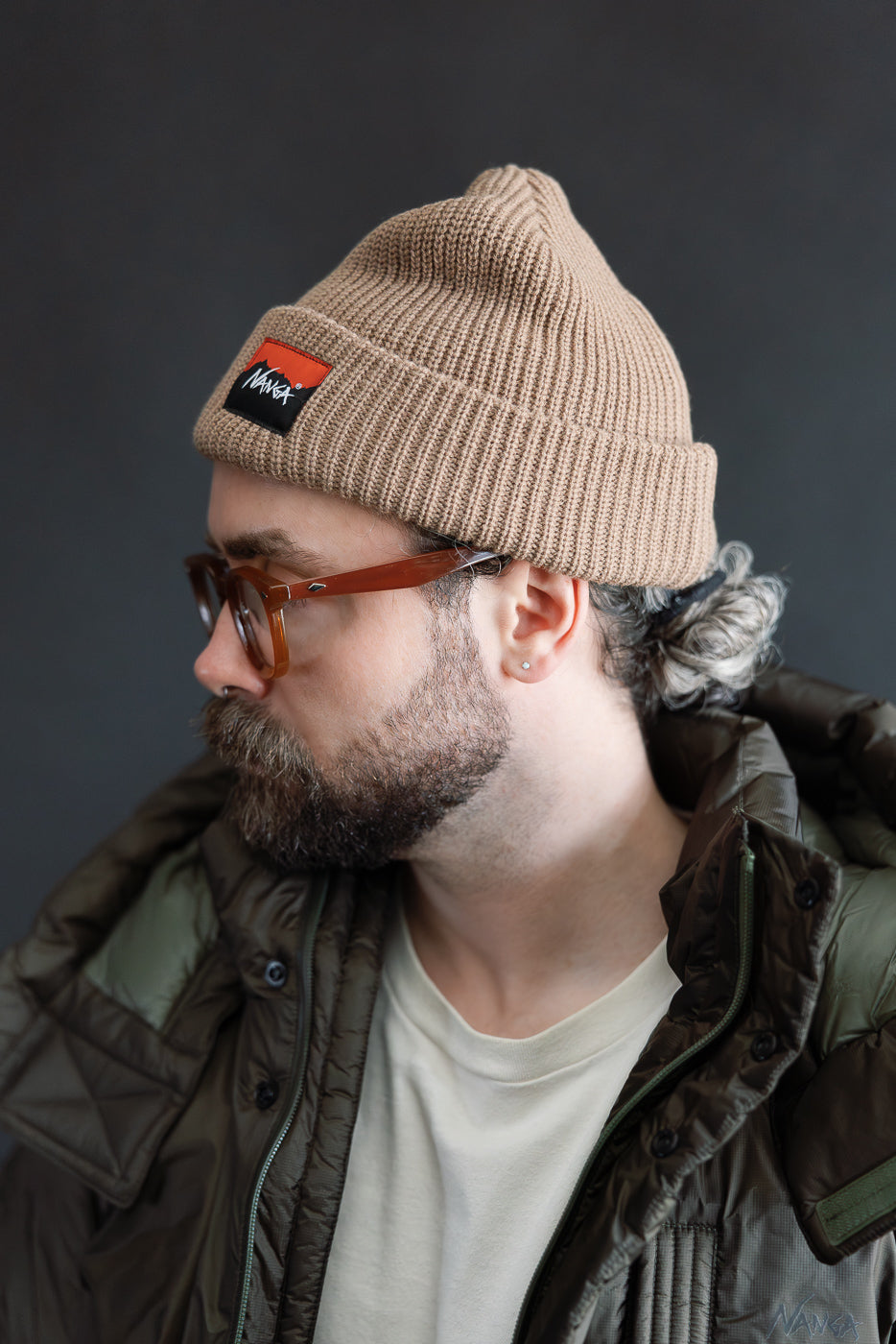 Box Logo Bulky Beanie - Beige